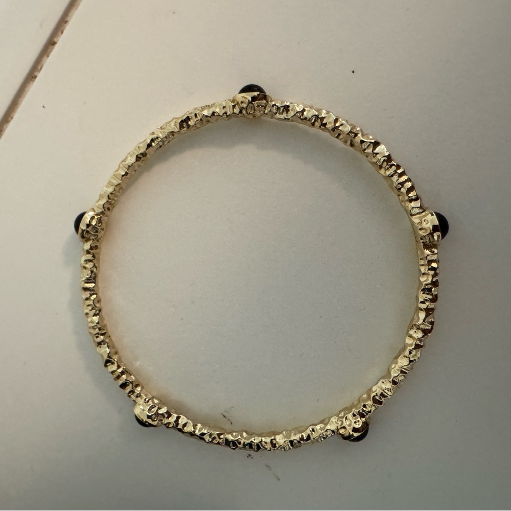 Halcyon Days Cabochon Black & Gold Push-On Bangle